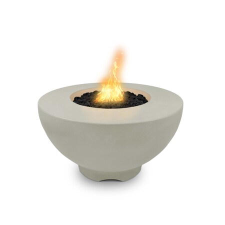The Outdoor Plus 37 Round Sienna Fire Pit - GFRC Concrete - Ash - Plug & Play Electronic Ignition - Natural Gas OPT-RF37EKIT-ASH-NG